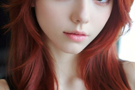 AI girl with red hair wallpaper