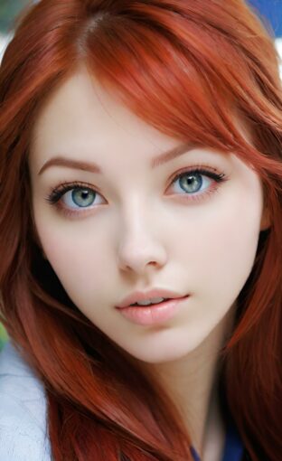 AI girl with red hair wallpaper