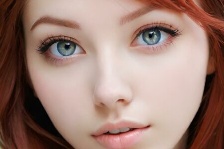 AI girl with red hair wallpaper
