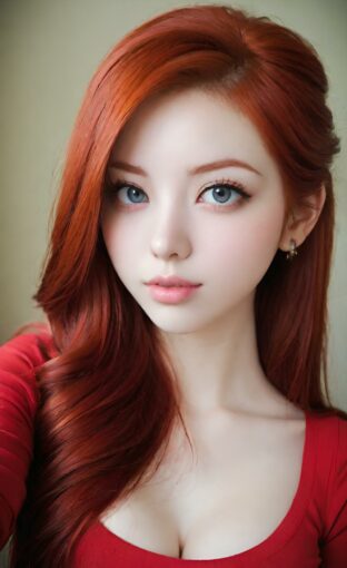 AI girl with red hair wallpaper