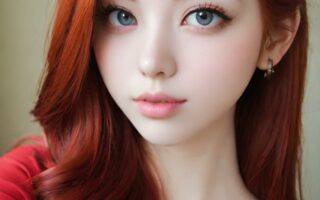 AI girl with red hair wallpaper