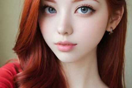 AI girl with red hair wallpaper