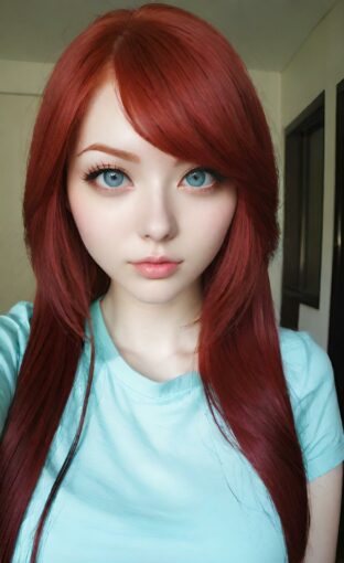 AI girl with red hair wallpaper