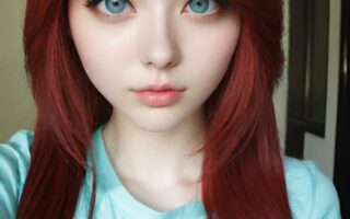 AI girl with red hair wallpaper
