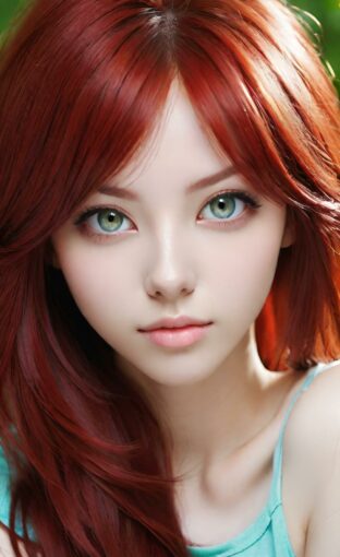 AI girl with red hair wallpaper
