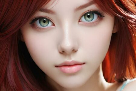 AI girl with red hair wallpaper