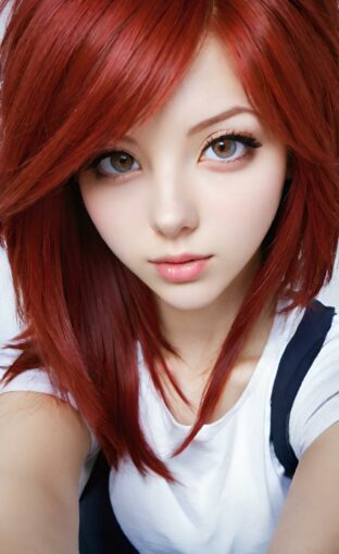 AI girl with red hair wallpaper
