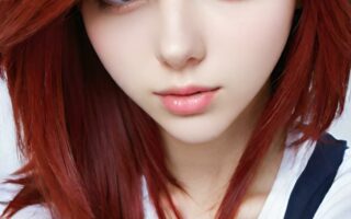 AI girl with red hair wallpaper