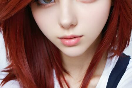 AI girl with red hair wallpaper