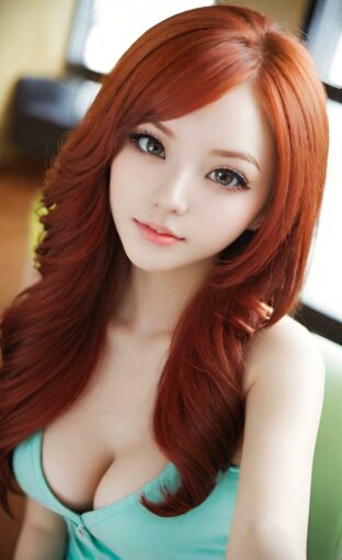 AI girl with red hair wallpaper