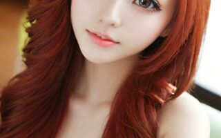 AI girl with red hair wallpaper