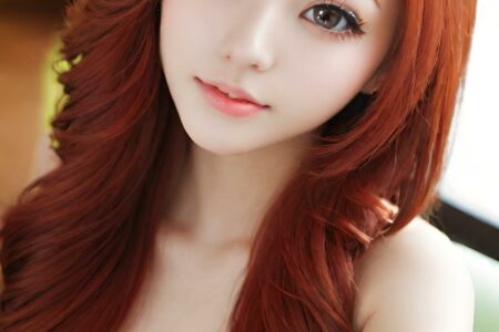 AI girl with red hair wallpaper