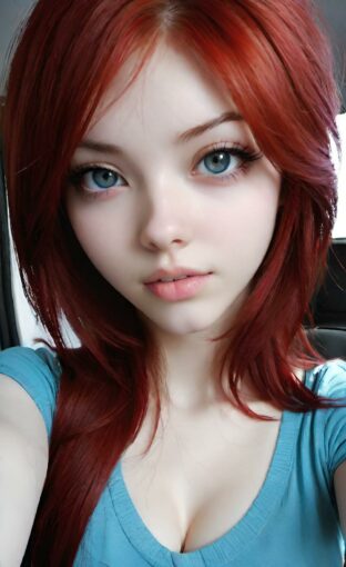 AI girl with red hair wallpaper