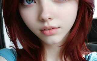 AI girl with red hair wallpaper