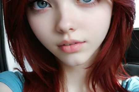 AI girl with red hair wallpaper