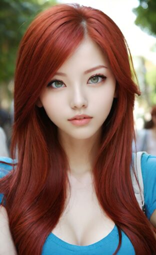 AI girl with red hair wallpaper