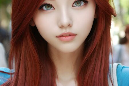 AI girl with red hair wallpaper