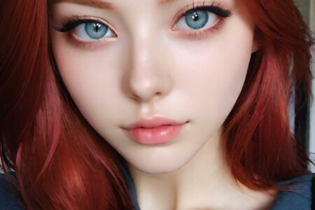 AI girl with red hair wallpaper