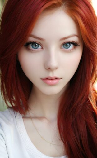 AI girl with red hair wallpaper