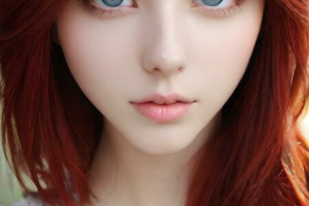 AI girl with red hair wallpaper