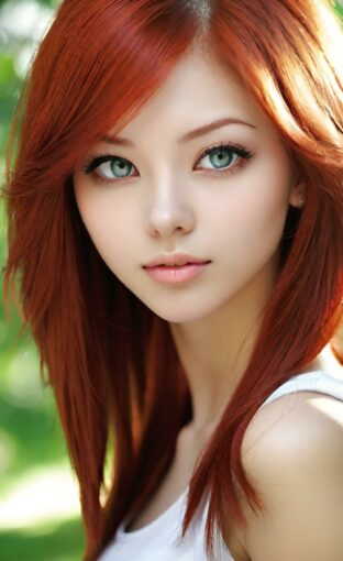 AI girl with red hair wallpaper