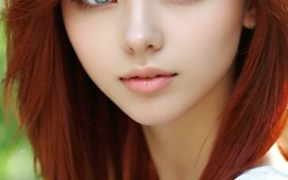 AI girl with red hair wallpaper