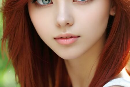 AI girl with red hair wallpaper