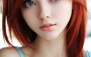 AI girl with red hair wallpaper