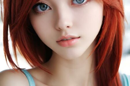 AI girl with red hair wallpaper