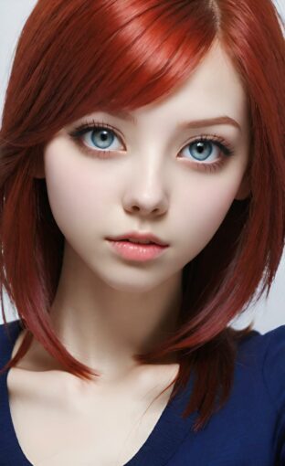 AI girl with red hair wallpaper