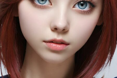 AI girl with red hair wallpaper