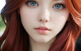 AI girl with red hair wallpaper