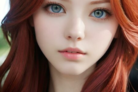 AI girl with red hair wallpaper
