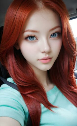 AI girl with red hair wallpaper