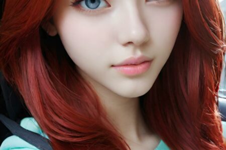 AI girl with red hair wallpaper