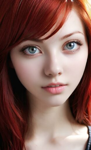 AI girl with red hair wallpaper