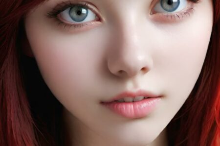 AI girl with red hair wallpaper