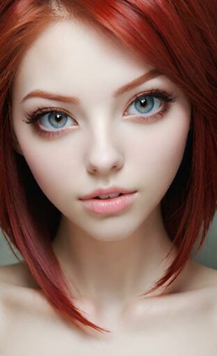 AI girl with red hair wallpaper