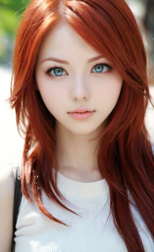 AI girl with red hair wallpaper