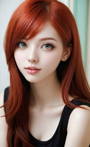 AI girl with red hair wallpaper