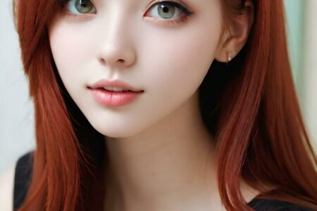 AI girl with red hair wallpaper