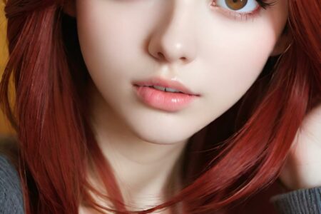 AI girl with red hair wallpaper