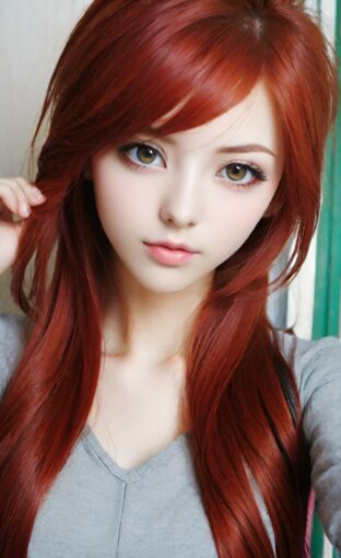 AI girl with red hair wallpaper