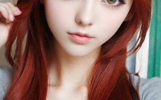 AI girl with red hair wallpaper