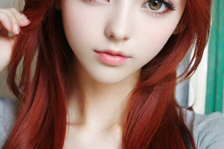 AI girl with red hair wallpaper