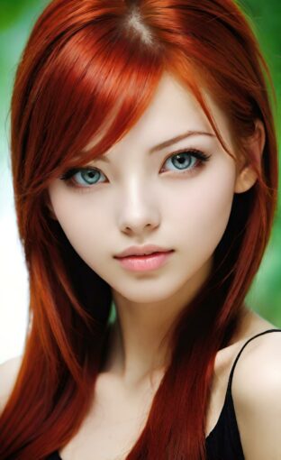 AI girl with red hair wallpaper