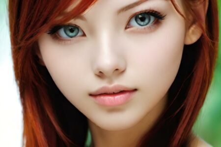 AI girl with red hair wallpaper