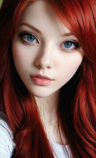 AI girl with red hair wallpaper