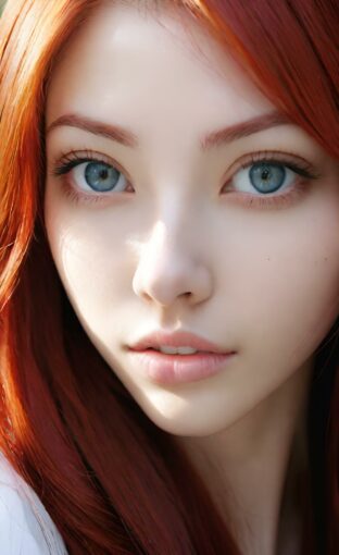 AI girl with red hair wallpaper