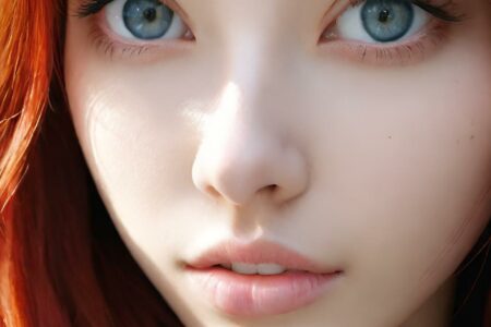 AI girl with red hair wallpaper